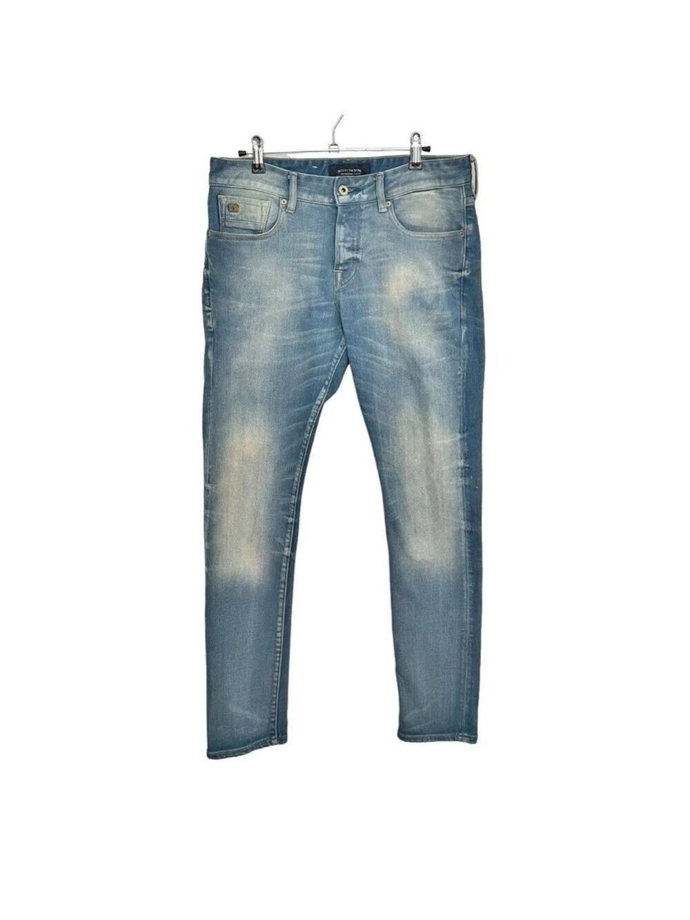 Scotch & Soda Ralston Slim Straight Jeans Distressed Blue Denim Men’s W30 L32